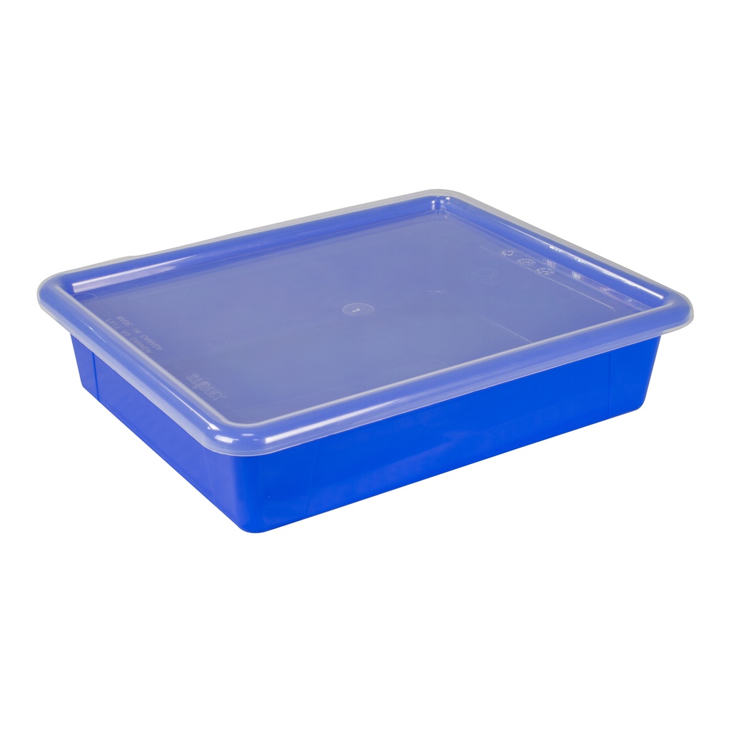 Blue Flat Storage Tray with Lid
