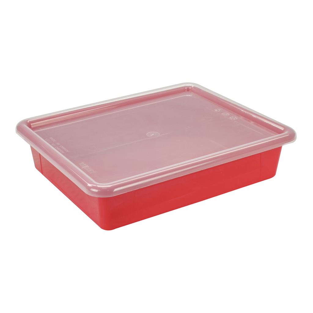 Red Flat Storage Tray with Lid