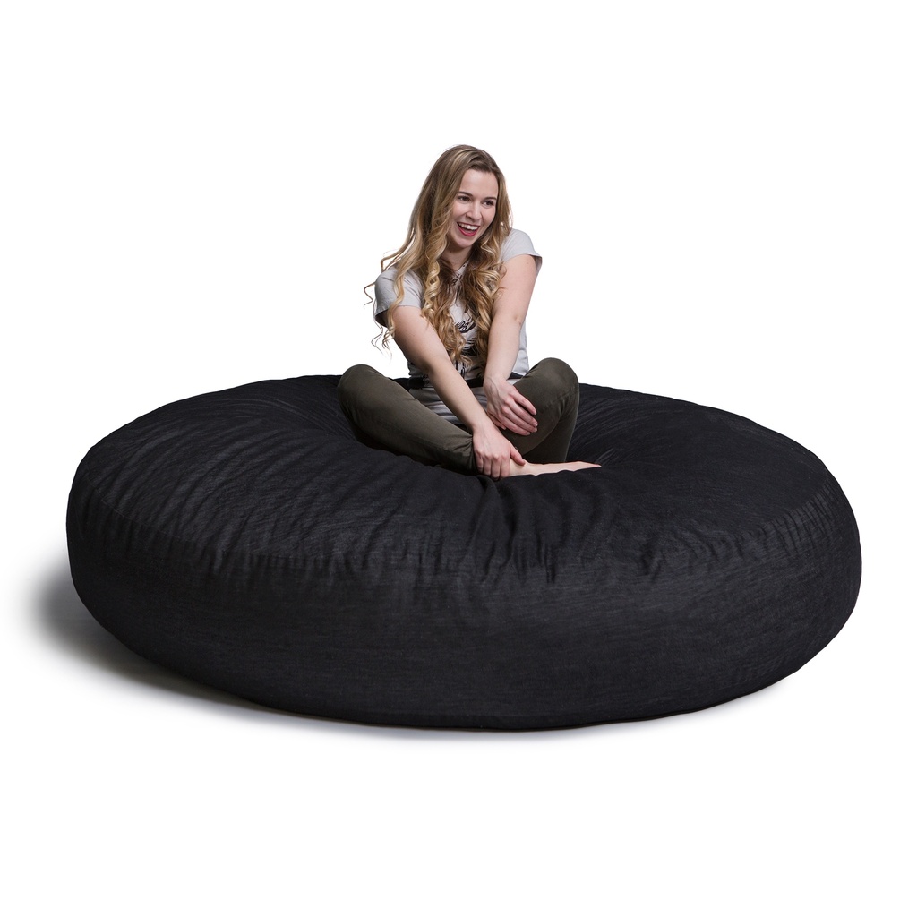 Black 6 Foot Denim Cocoon Giant Bean Bag 