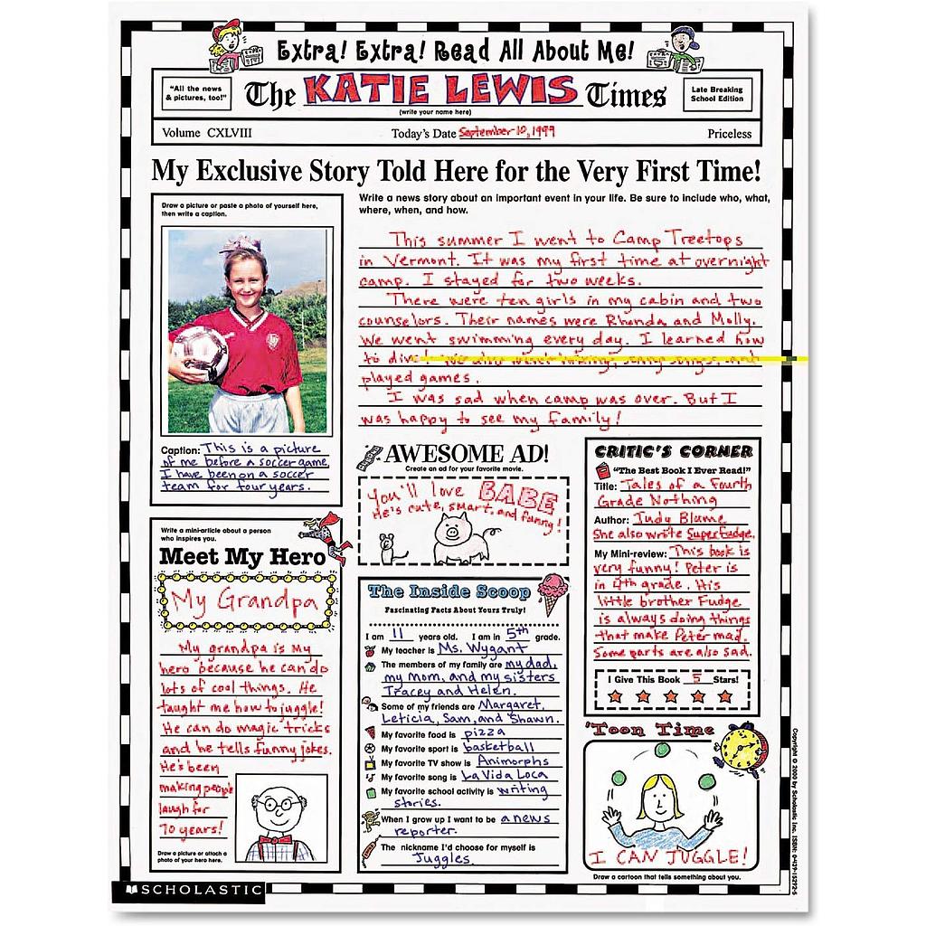 Scholastic® Extra, Extra, Read All About Me! Poster Set — Student-friendly “about me” bio posters for classroom display and back-to-school icebreakers
