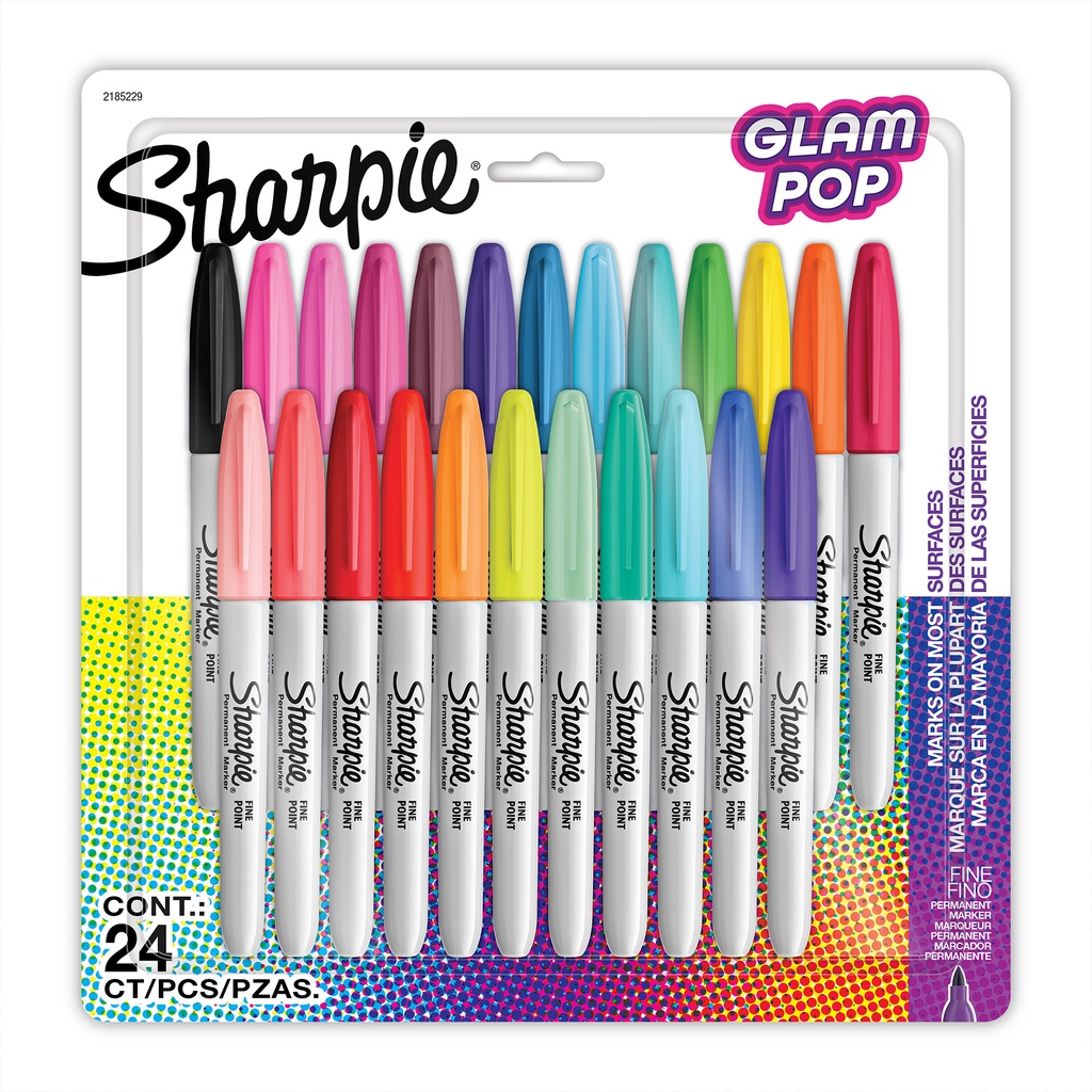 Sharpie® Glam Pop Permanent Markers, Fine Point, 24 Count — Permanent Marker Set
