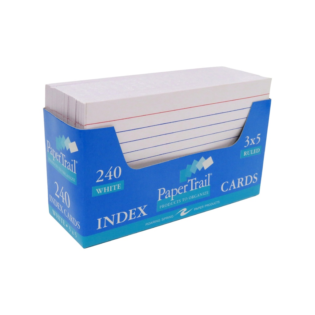 Roaring Spring Paper Products Trayed Index Cards, 3" x 5",White, Pack of 240 — Ruled Index Cards in Tray