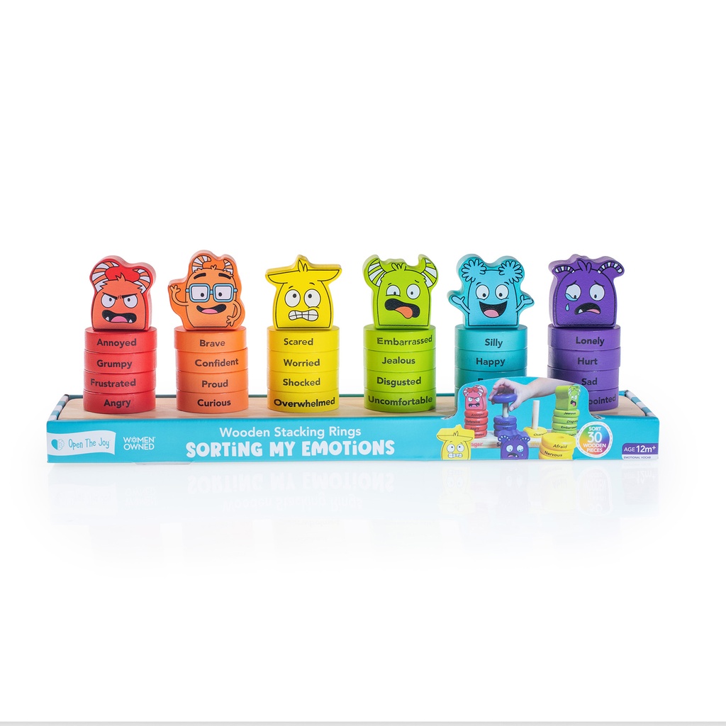 Open the Joy® Emotions Stacking Rings, 30-Piece Rainbow Stacking Toy for Toddlers — Social-Emotional Learning Kit