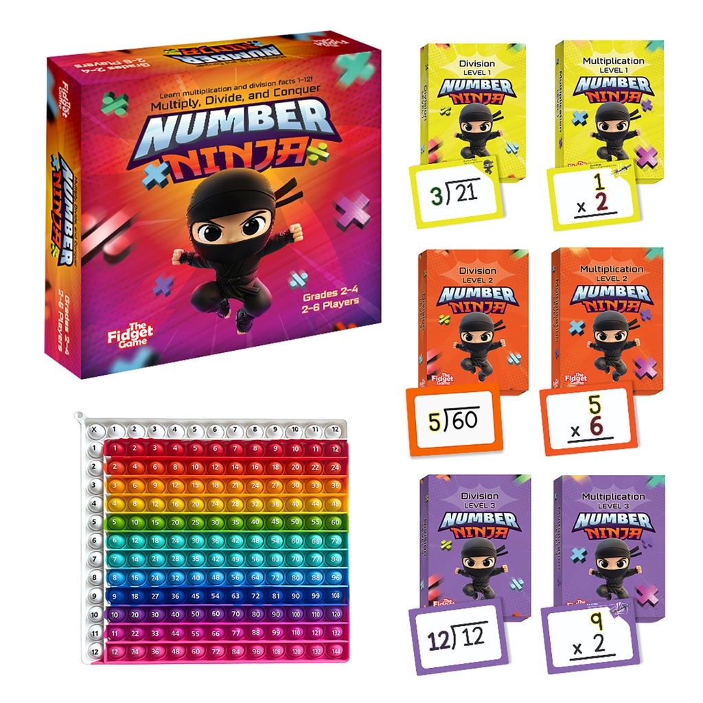 The Fidget Game Ltd® Number Ninja Game, Flash Cards & Fidget Mat — Math Learning Game