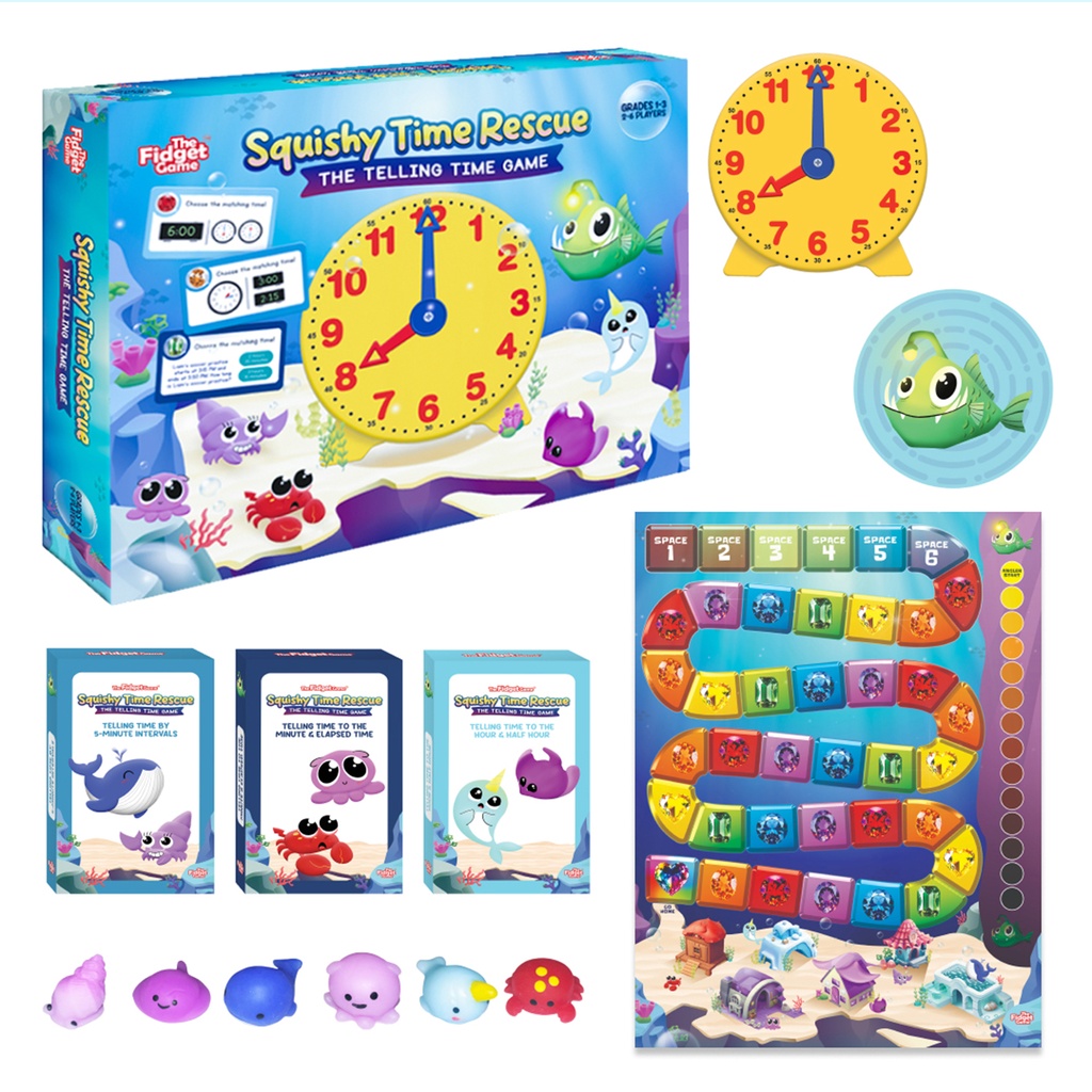 The Fidget Game Ltd® Squishy Time Rescue, The Telling Time Game — Time‑Telling Math Game