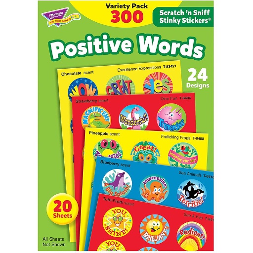 [6480 T] TREND® Stinky Stickers® Positive Words Variety Pack — Scratch ’n Sniff Rewards