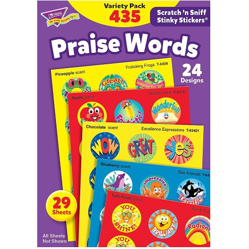 [6490 T] TREND® Stinky Stickers® Praise Words — Scratch ’n Sniff Variety Pack
