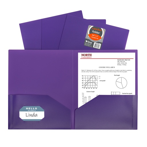 [76021 ESS] Oxford® Purple Poly Two Pocket Portfolio — Letter Size, Single