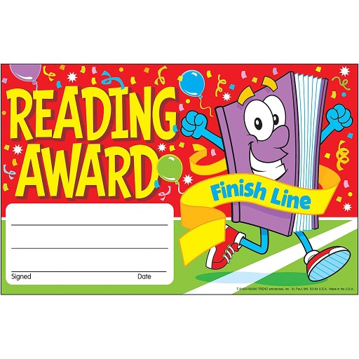 [81024 T] Trend Enterprises® Reading Award Finish Line Recognition Awards — Reading Achievement Certificates