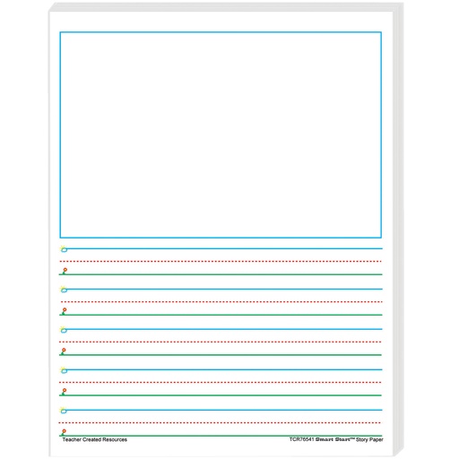 [76541 TCR] Teacher Created Resources® Smart Start® 1–2 Story Paper — 100 sheets with picture space and ⅝" rule