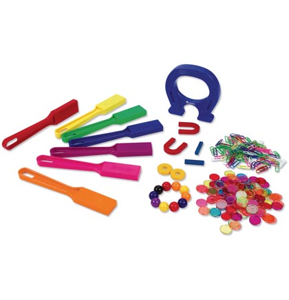 [2064 LER] Learning Resources® Super Magnet Classroom Lab Kit,5" horseshoe magnet; 7 3/4" wands, 119 pieces 