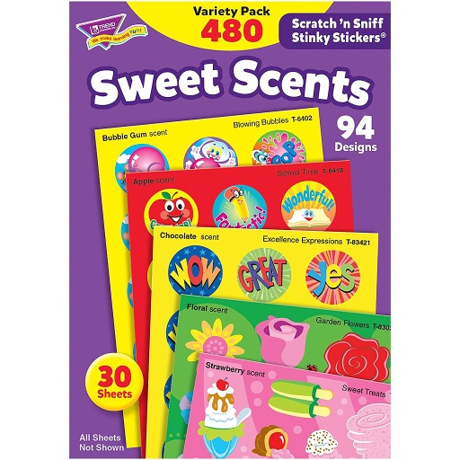 [83901 T] TREND® Sweet Scents Stinky Stickers — 489 Stickers, 32 Sheets, 12 Scents