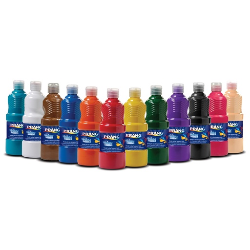 [10796 DIX] Prang Washable Tempera Paint, Assorted Colors, 16 oz Bottles, Set of 12,16 fl oz each, 12 Bottles 