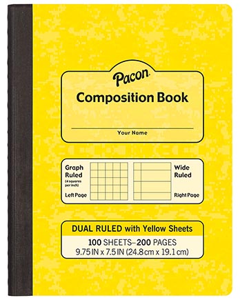 [MMK37163 PAC] Yellow Dual Ruled Composition Book