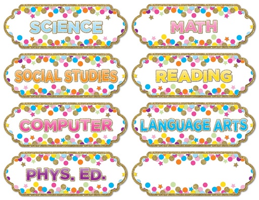[19007 ASH] Confetti Classroom Subjects Magnetic Die-Cut Timesavers & Labels