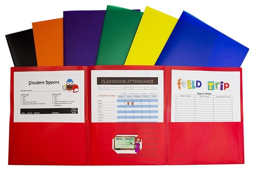 [33940 CL] C‑Line® 3- Pocket Poly Folders Assorted Box of 24 Classroom Folders
