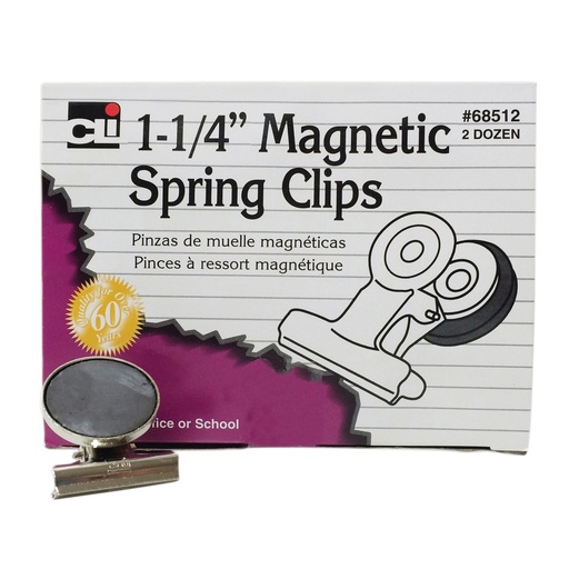[68512 CLI] Charles Leonard® Magnetic Spring Clips — 1¼" Width, Box of 24