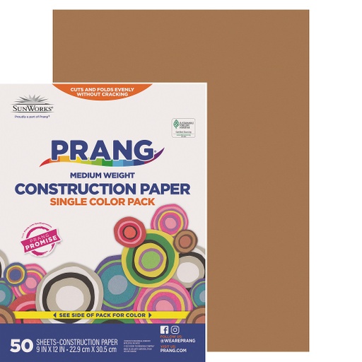 [6903 PAC] 9x12 Light Brown Sunworks Construction Paper 50ct Pack