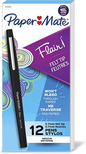 [8430152 SAN] Paper Mate Flair Pens Black 12 pack