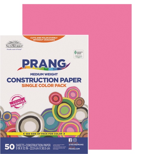 [9103 PAC] 9x12 Hot Pink Sunworks Construction Paper 50ct Pack