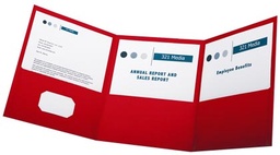 [59811 ESS] Red Oxford Paper Tri Fold Pocket Folder Each