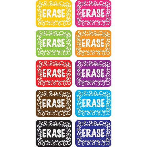 [78002 ASH] 10ct Chalk Loop Non-Magnetic Mini Whiteboard Erasers Assorted Colors