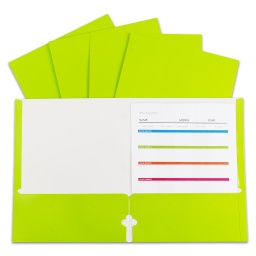 [06313 CL] Lime Green Laminated Paper Two Pocket Portfolios 25ct