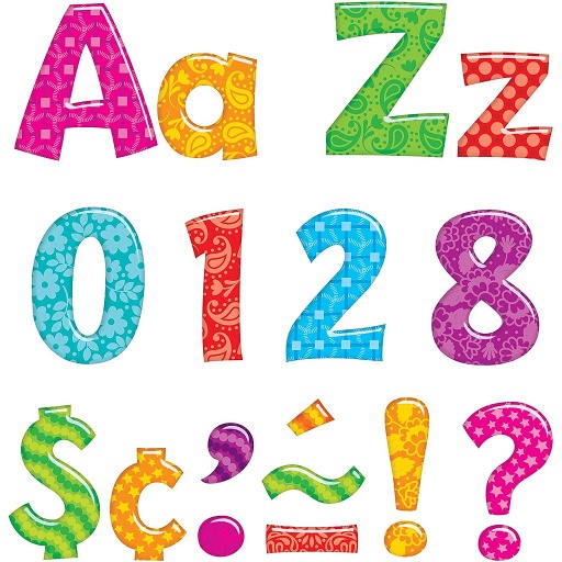 [79756 T] Colorful Patterns 4" Playful Combo Ready Letters