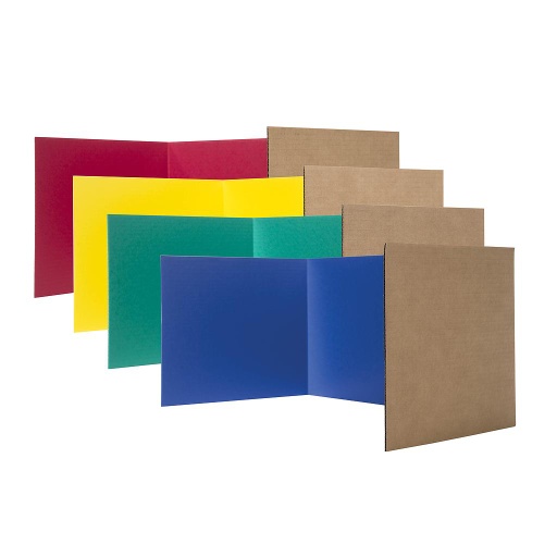 [60045 FS] 24ct Assorted Color 12" Corrugated Paper Study Carrel
