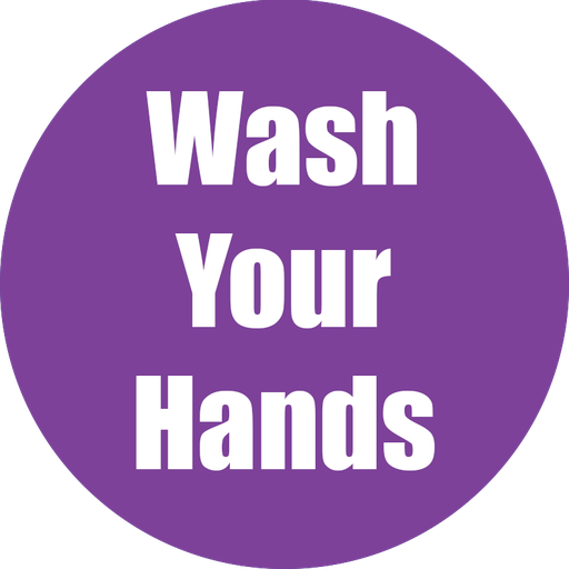 [97102 FS] Wash Your Hands Non-Slip Floor Stickers Purple 5 Pack