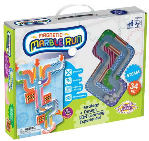 [AC9313 PAC] Mind Sparks® Magnetic Marble Run,9.6" x 11.2" board, 34-piece set 