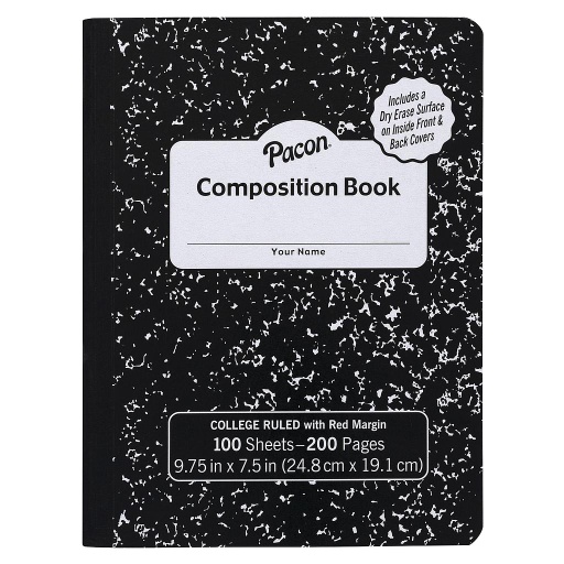 [MMK37106DE PAC] Pacon® Composition Book with Dry‑Erase Surfaces — 9/32" rule, 9.75" × 7.5", 100 sheets