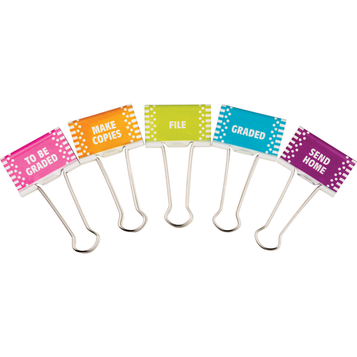 [20690 TCR] Teacher Created Resources® Classroom Management Large Binder Clips,2" clip width, 5 clips 