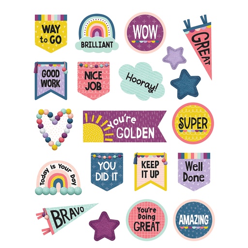 [9054 TCR] Teacher Created Resources® Oh Happy Day Stickers — 120 Stickers, ~1" — Acid-free, lignin-free reward and incentive stickers