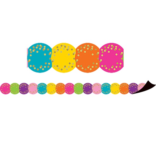 [77390 TCR] Teacher Created Resources® Confetti Circles Die-Cut Magnetic Border — Reusable Whiteboard Trim (24 ft)