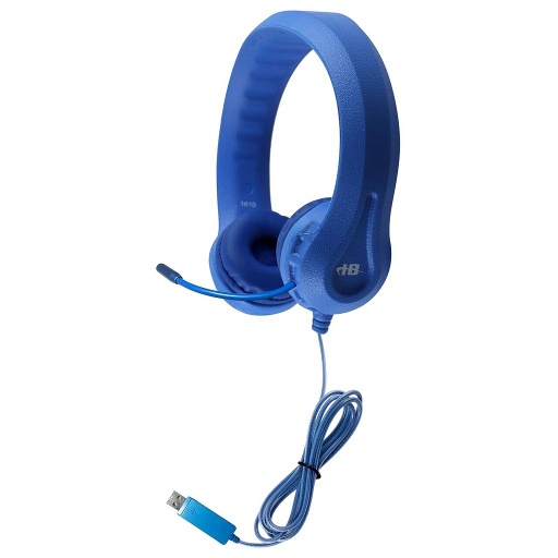 [KFX2UBLU HE] HamiltonBuhl® Flex‑Phones™ USB Kids Headset — Blue, steel‑reinforced gooseneck mic, EVA foam, USB‑A