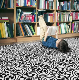 [CA199644SG FC] Schoolgirl Style Simply Stylish Black &amp; White Tile  7'6&quot; X 12' Rectangle Carpet 