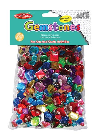 [59100 CLI] Charles Leonard® Acrylic Gemstones — 1 lb Bag — Add sparkle to crafts, posters, and STEAM projects