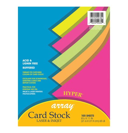 [101181 PAC] 100ct 8.5x11 Hyper 5 Colors Card Stock