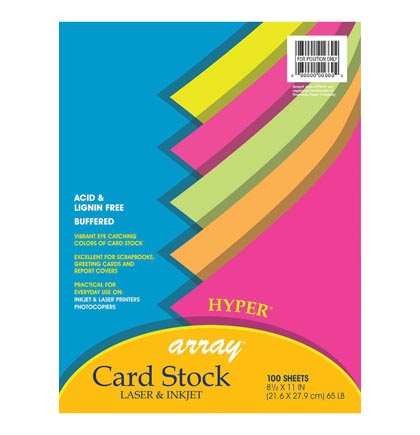 [101181 PAC] Pacon® Array Hyper Card Stock, 5 Colors,8-1/2" x 11", 100 Sheets 