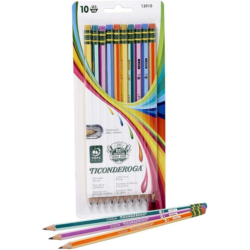 [13910 DIX] 10ct Pre Sharpened Ticonderoga Striped Pencils
