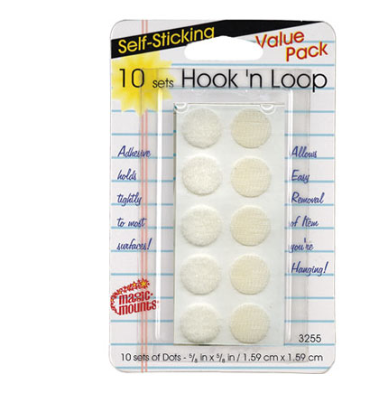 [3255WH MIL] Miller Studio / Magic-Mounts® Hook ’n Loop Dots, White, 5/8", 10 Sets, Reusable Mounting & Organization