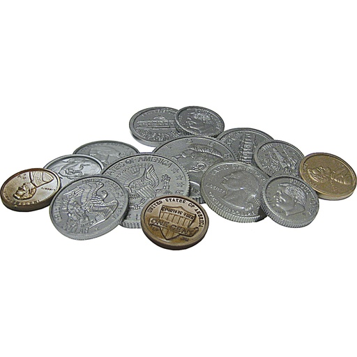 [20639 TCR] Teacher Created Resources® Play Money: Assorted Coins,3/4"–1 1/4" coin diameters, 110 plastic coins 