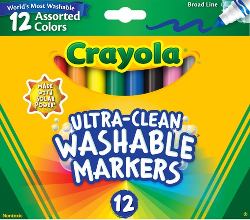 [587812 BIN] Crayola® Ultra‑Clean® Washable Markers — Conical Tip, 12 Count