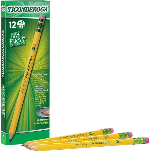 [33312 DIX] 12ct My First Ticonderoga Pre-Sharpened Pencil W/Eraser Pack