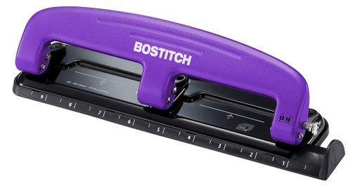 [2105PURPLE BOS] Bostitch® EZ Squeeze™ 3‑Hole Punch, Purple (Model 2105),11" W x 3" D x 1-5/8" H, 12‑Sheet Capacity 