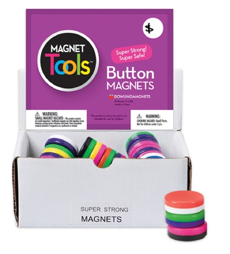 [711D DOW] Dowling Magnets® Super Strong Button Magnets — 40 assorted, 1.13" dia.