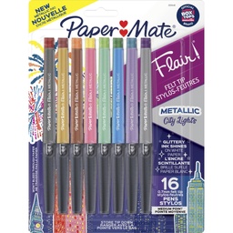 [2129448 SAN] 16ct Paper Mate Medium Flair Metallic Colors Pens