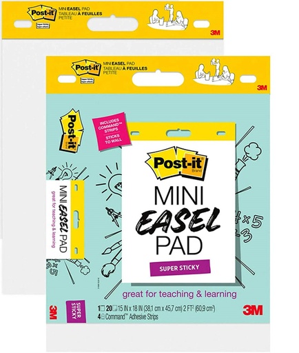 [577SS2PK MMM] Post‑it® Super Sticky Mini Easel Pad — 15" × 18", 2‑Pack
