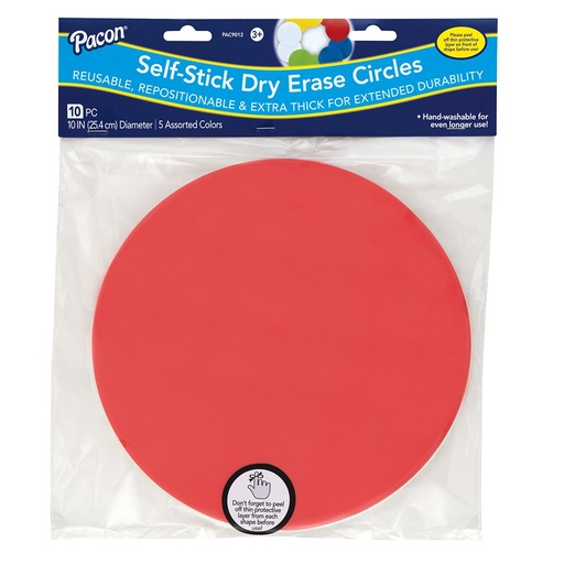 [9012 PAC] Pacon® Self-Stick Dry Erase Circles,10" diameter, 10 circles 